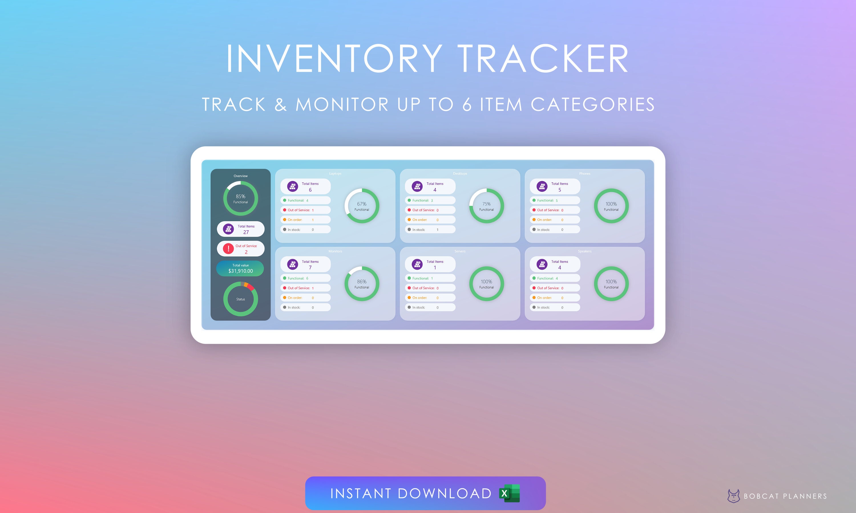 Inventory Tracker Management Dashboard | Excel Template | Inventory Manager | Stock Manager | Organize | Inventory Log