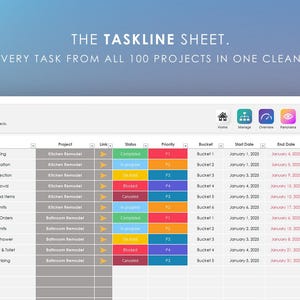 Multi Project Planner 100 Pro Management Dashboard | Excel Gantt Timeline & Kanban Board | Task Manager | Project Manager | Digital Planner image 12