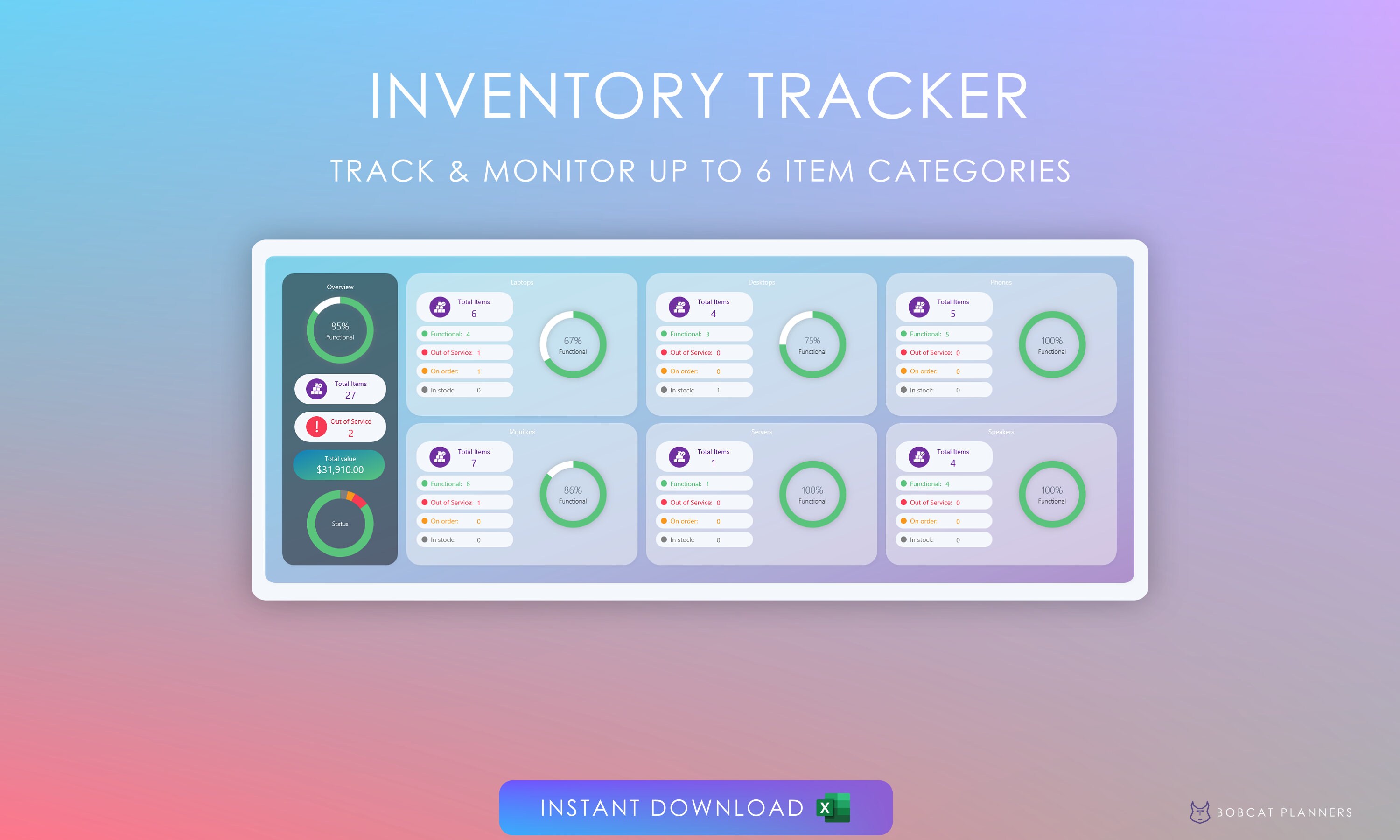 Inventory Tracker Management Dashboard Excel Template - Etsy