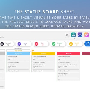 Multi Project Planner 100 Pro Management Dashboard | Excel Gantt Timeline & Kanban Board | Task Manager | Project Manager | Digital Planner image 9