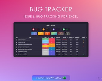 Bug Tracker Tabelle - Excel Vorlage für Problemverfolgung - Projektmanagment - Qualitätssicherung - Softwareentwicklung