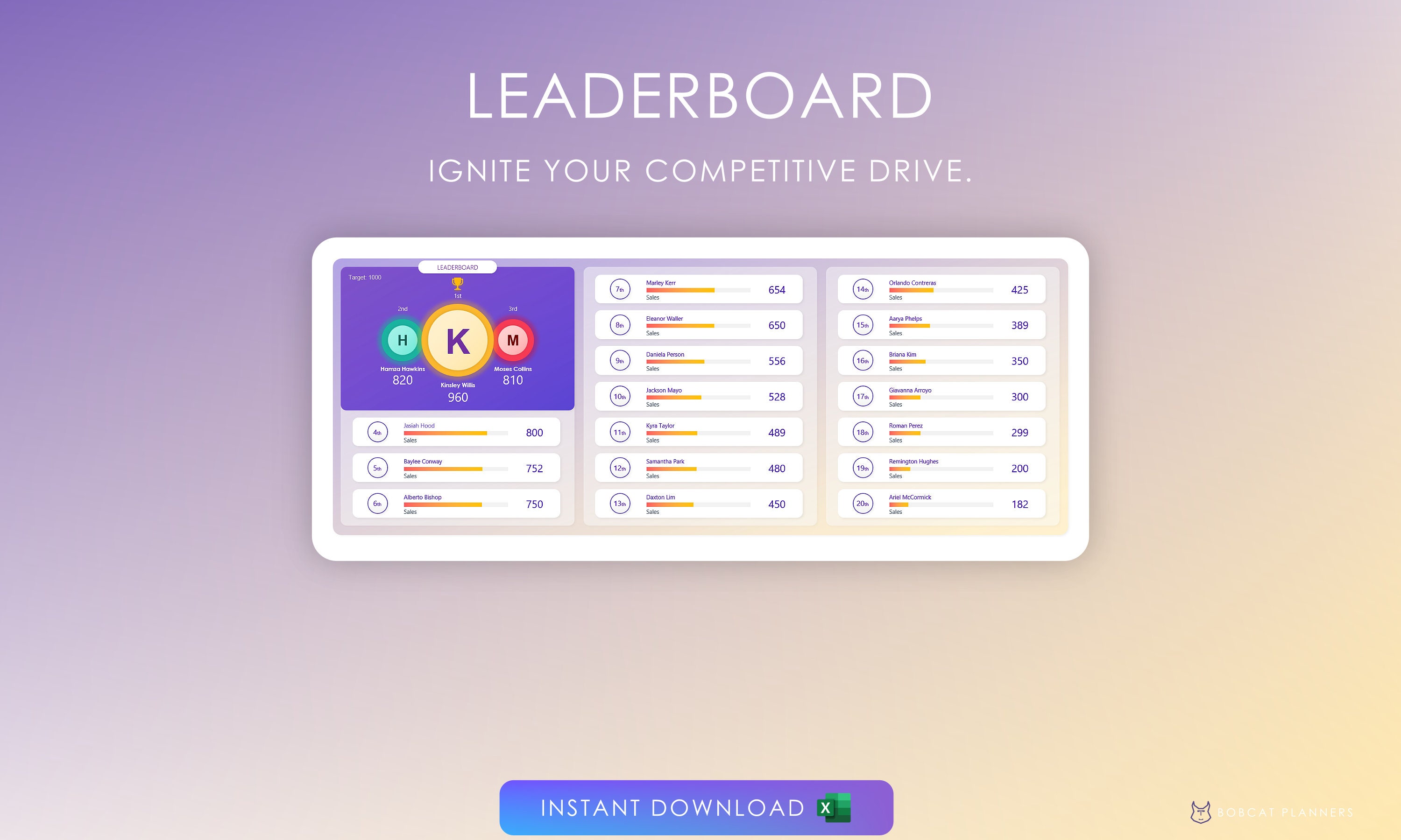 How to create a leaderboard using Microsoft Excel