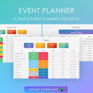 Event Planner spreadsheet | Event Manager | Prioritize | Organize | Status | Goals | To Do | Guest List | Itinerary | Dashboard