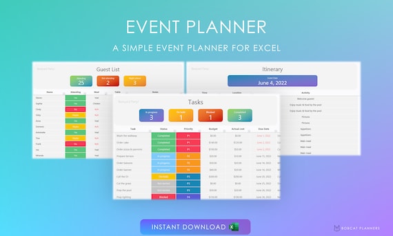Event Planner Spreadsheet | Automated Dashboard (XLSX File)