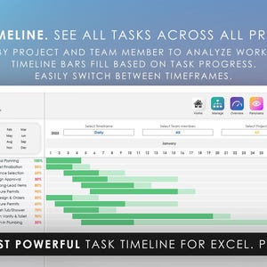 Multi Project Planner 100 Pro Management Dashboard | Excel Gantt Timeline & Kanban Board | Task Manager | Project Manager | Digital Planner image 11