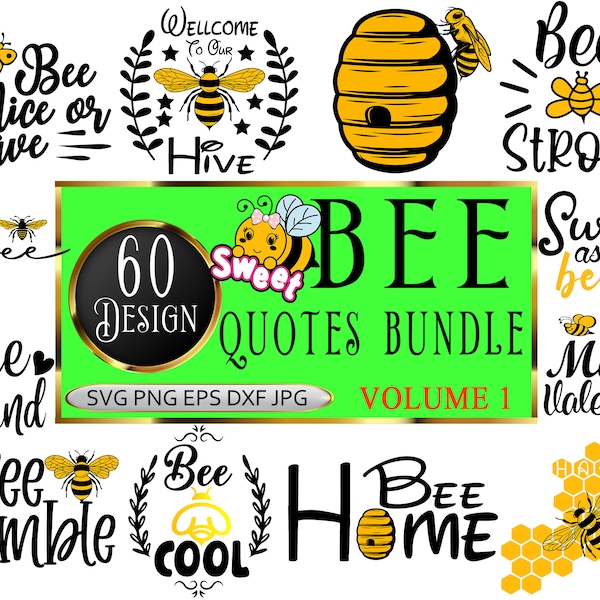 Bee SVG files for cricut, Honeycomb SVG, png, bee svg bundle, cut file, bee quotes, clipart, printable Volume 1