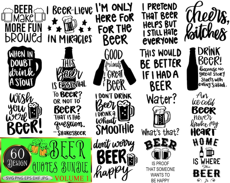 Beer Quotes SVG Bundle Beer PNG Beer Saying Svg Beer Cheers Etsy