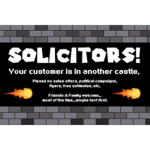 No Soliciting Door Sticker - Mario Themed