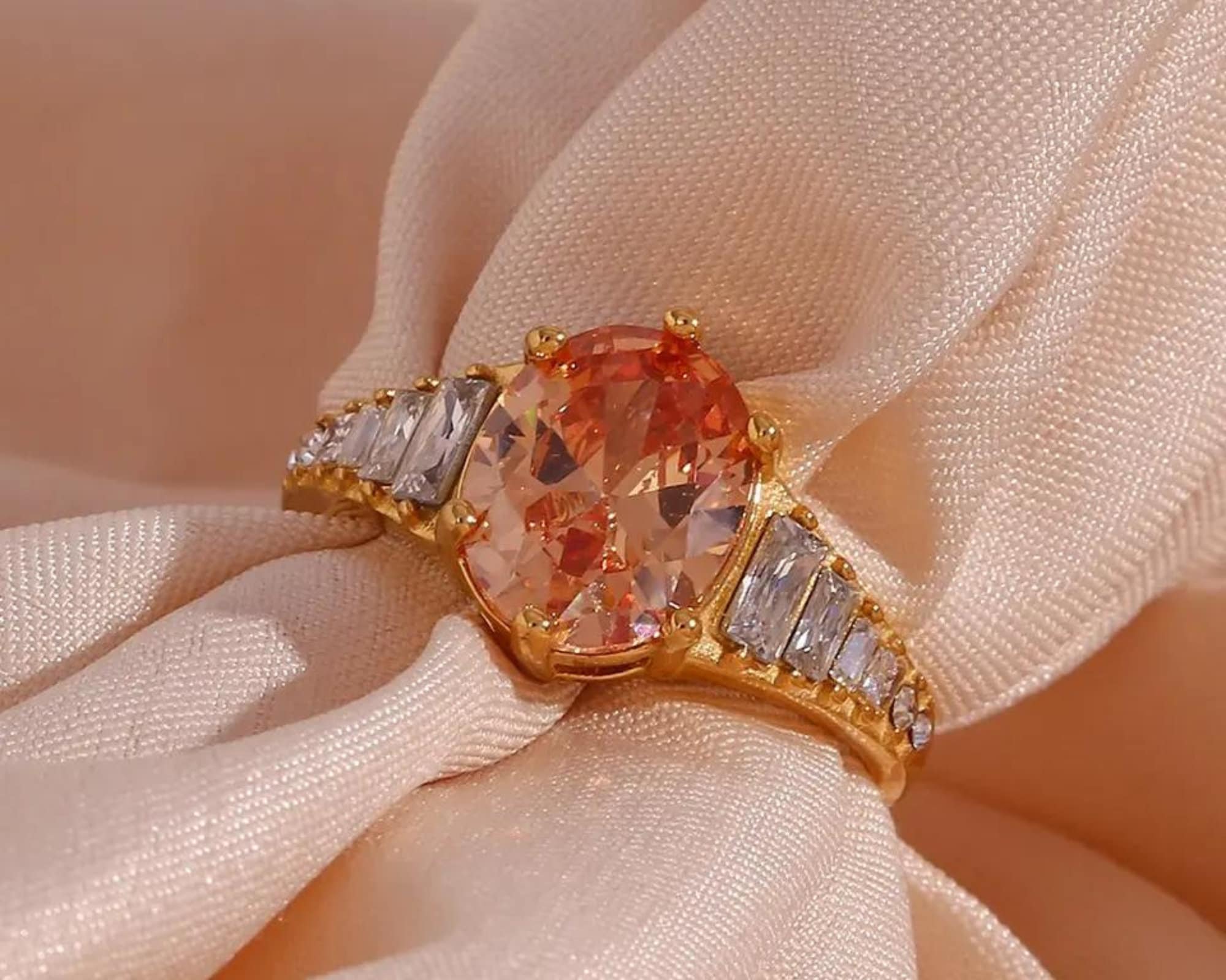 Adjustable Luxury Copper Wedding Rings for Women CZ Zircon 18k