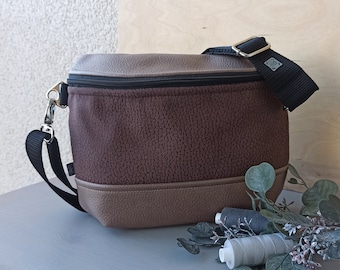 Crossboy bag “Kathi” / furniture fabric brown red and upholstery fabric leather look cedar brown / bag handbag shoulder bag women brown beige