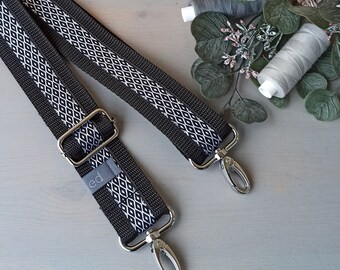 Bag strap "Diamond" / Black White / Bag strap Shoulder strap Shoulder strap