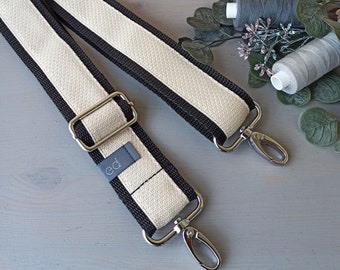 Bag strap "structure" / Black Beige / Bag strap Shoulder strap Shoulder strap