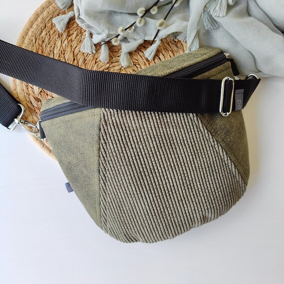 Medium Crossbody Bag Damen – Leichte Umhängetasche Reißverschluss Innenfach – Oliv, Khaki – Tasche „Carla“