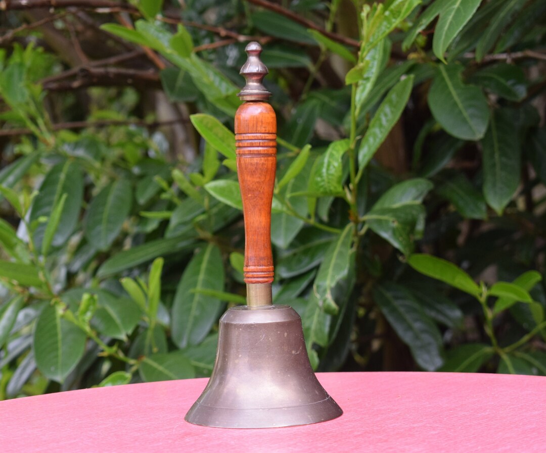 Vintage School Bell With Wooden Handle Etsy UK