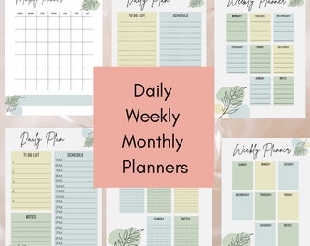 PRINTABLE Daily Weekly and Monthly Planner/template: | Etsy