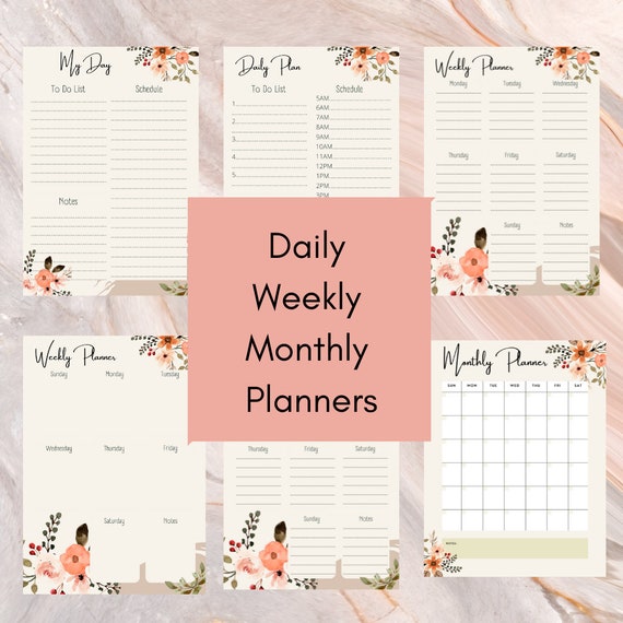 PRINTABLE Daily Weekly and Monthly Planner/template: | Etsy