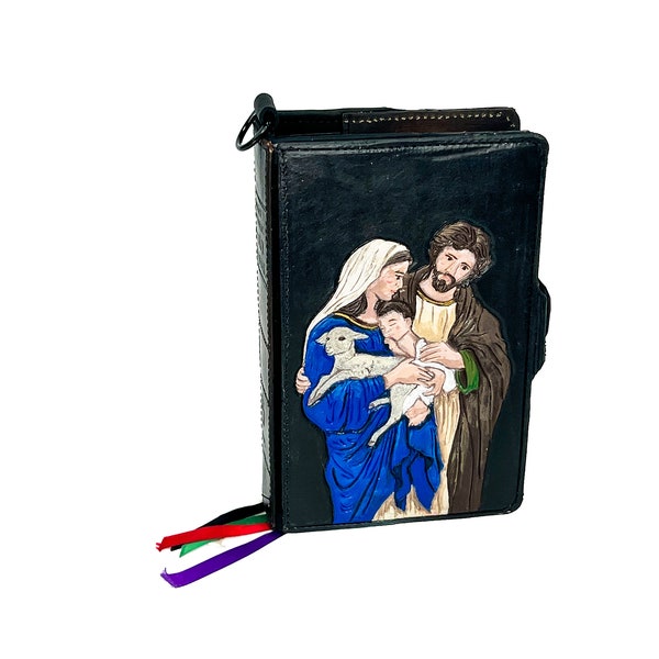 Hybrid Custom Missal Cover with Magnetic Closure - Personalizable Hand Carved Hand Painted Genuine Leather Heirloom