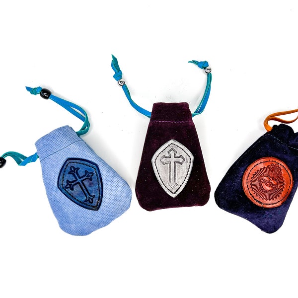 Genuine Leather Drawstring Pouch - Cool Colors
