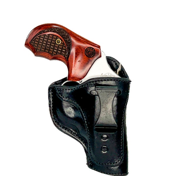 Fully Customizable Leather Snub Nose IWB Holster - Smith & Wesson Airweight 637-2 - Metal Clip