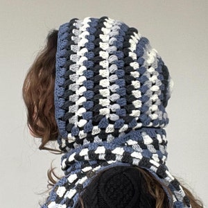 Weicher bunter Häkelmütze, gehäkelte Mütze, Handgestrickter Scoodie, Balaclava Schal mit Kapuze und Handschuh Set, Halswärmer, flauschige Wintermütze