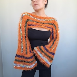 Hand Knit Mohair Shrug, Mohair Bolero, Grunge Bolero, Bell Sleeve Shoulder Cover, Layering Crop, Y2K Knitwear, Best Christmas Gift For Her