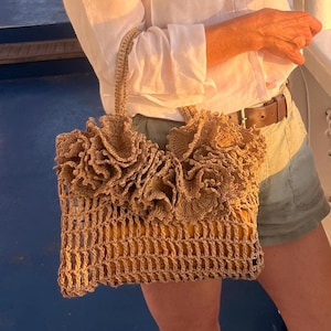 Crochet Raffia Bag, Straw Net Bag for Summer, Beach Bag Vacation Tote, Open Weave Mesh Bag, Lightweight Packable Bag, Transparent Summer Bag