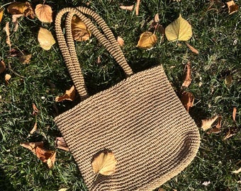 Bolso tote de rafia de crochet: bolso de playa bohemio hecho a mano