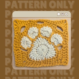 Paw Print Granny Square Crochet Pattern