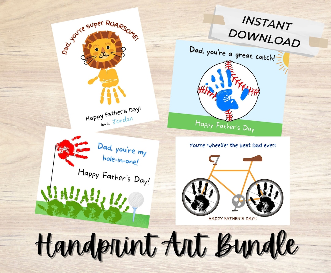 Father's Day Handprint Art Bundle | Printable Toddler Craft | Preschool ...
