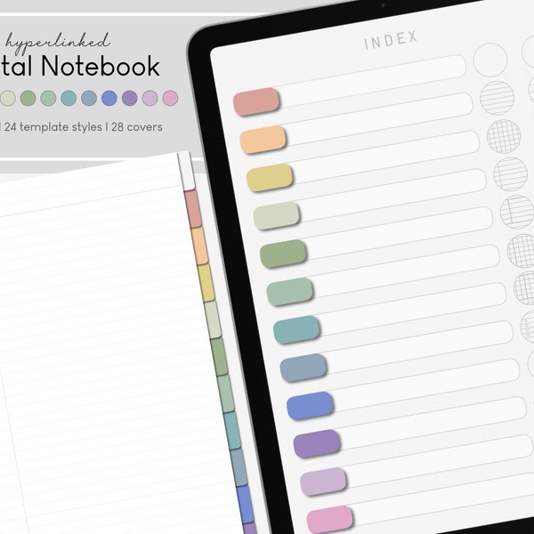 12 Tab Digital Hyperlinked Notebook, Goodnotes & Notability Planner, Digitales Notizbuch, Digital Planner, Diary, Student Planner, Templates