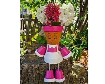 Bonhomme modèle FILLE en pot de fleurs