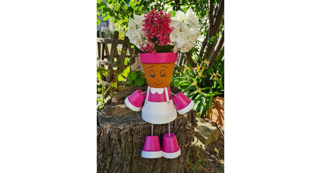 Bonhomme modèle FILLE en pot de fleurs - Etsy France