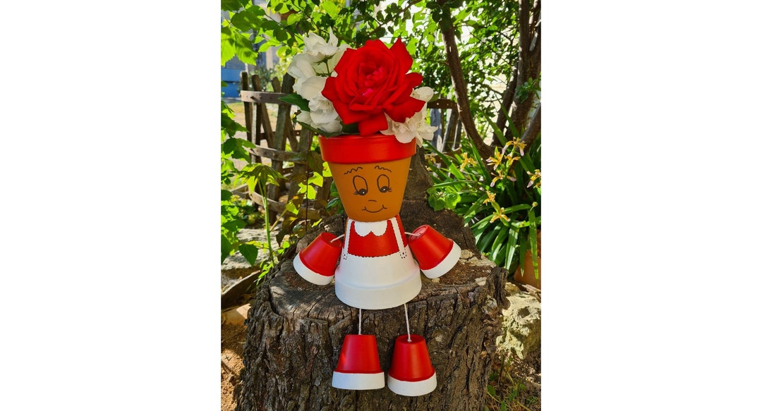 Bonhomme modèle FILLE en pot de fleurs - Etsy France