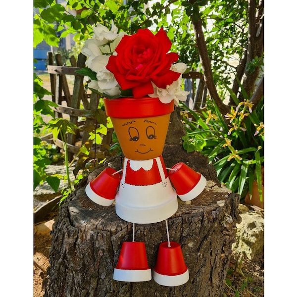 Bonhomme modèle FILLE en pot de fleurs