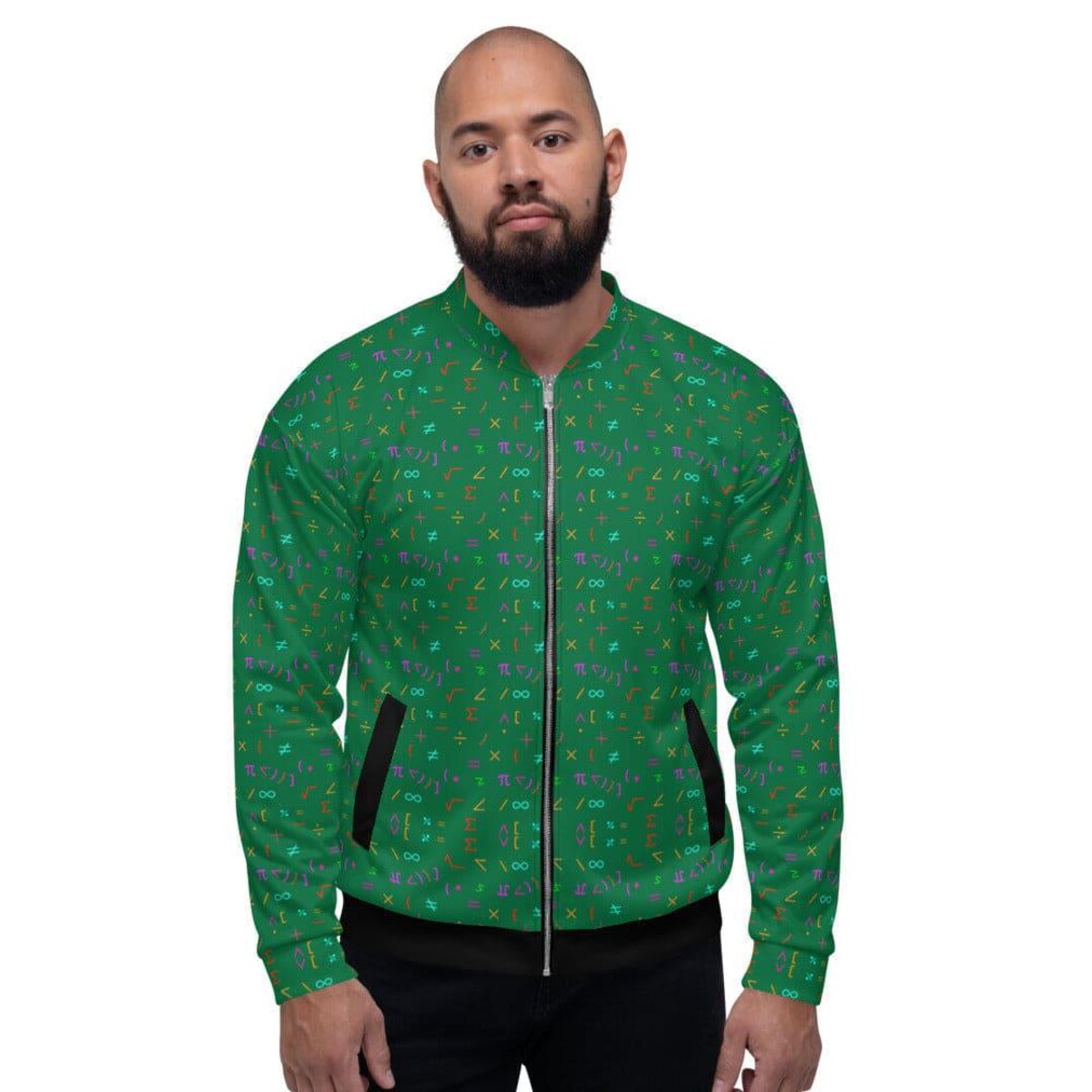 Math Jacket Bomber Jacket for Men - Green Math Equations Pattern - Etsy