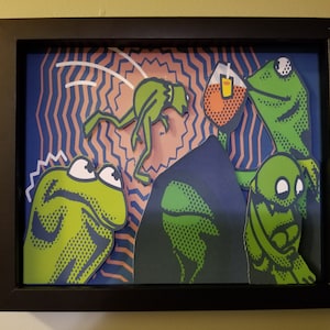 3D Shadow Box Wall Art "Entra nel Kermitverse" Kermit la rana Meme Decorazione divertente
