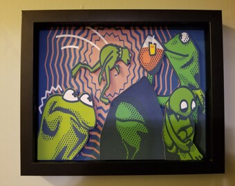 3D Shadow Box Wall Art "Enter the Kermitverse" Kermit the Frog Memes Funny Decoration