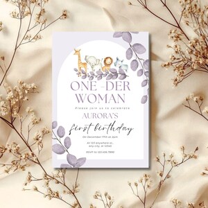 Bearbeitbare Mädchen Erste Geburtstagseinladung | Karte zum 1.Geburtstag | Sofortdownload | Boho Baby Geburtstag Vorlage