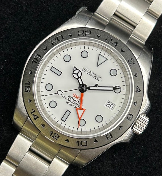 LUME LAB Custom Seiko Mod Watch 4-hand NH34 GMT Explorer - Etsy