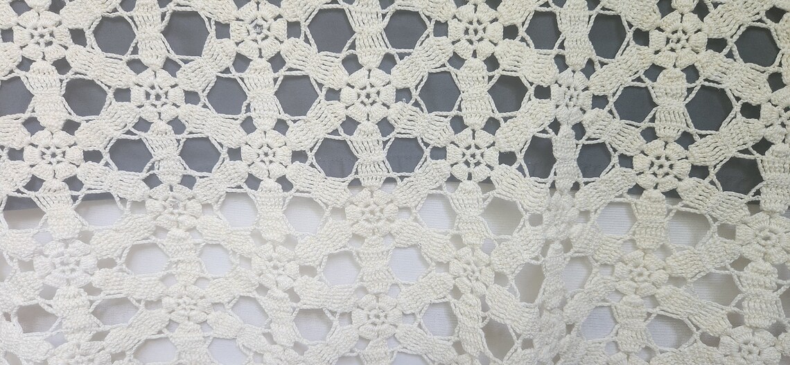 Vintage Handmade Crochet Coverlet Blanket Queen Bed Etsy