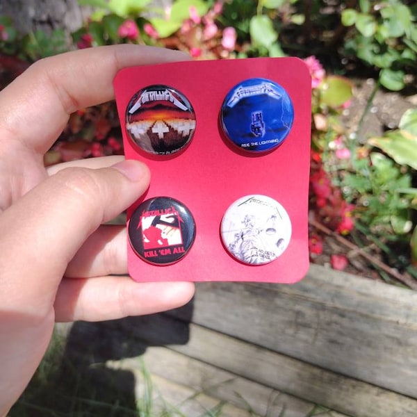 Metallica Button Set | Master of Puppets | Ride the Lightning | No Justice For All | Kill 'em All | 1 Inch Button Set