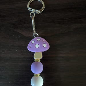 purple mushroom keychain