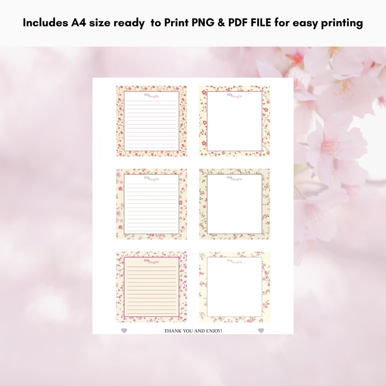 Tiny Writing Note Spring Floral Notepad Printable Bundle | Tiny Thoughts Notes ...