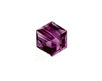 Swarovski Amethyst Crystal Cube Beads 8mm - Jewelry Making Supplies (Set of 12)