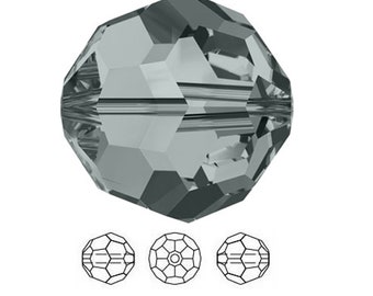 Swarovski Crystal Beads: Black Diamond 4mm Round Beads, Set of 50