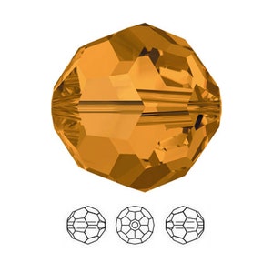Swarovski Crystal Beads For Jewelry Making Topaz 8mm Crystal Round Beads #5000 Set Of 12 | Jewelry Supplies