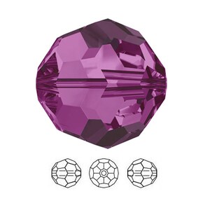 Swarovski-kristalkralen voor het maken van sieraden Zwarte fuchsia 4 mm ronde kristallen kralen #5000 Set van 50 | Sieradenbenodigdheden