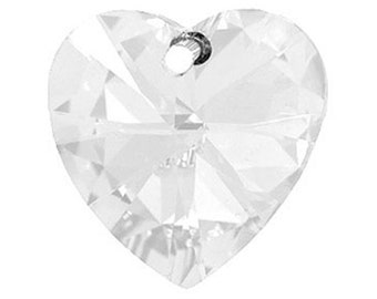 10mm, Puffy Heart Shaped Clear Crystal, Top Drilled Heart Crystal For Pendant, #6228, 10 Pieces