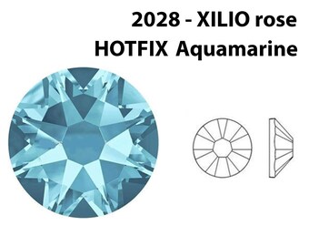 16ss Hotfix Aquamarine - Blue, Flatback Crystal Rhinestone Set Of 144, Swarovski Faceted Undrilled Iron Rhinestone, 2028/2088