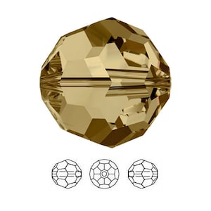 Swarovski Crystal Beads For Jewelry Making Light Colorado Topaz 8mm Crystal Round Beads #5000 Set Of 12 | Jewelry Supplies